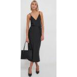 Dámske Designer Dlhé šaty Calvin Klein čiernej farby z viskózy vo veľkosti L s dĺžkou: Maxi 