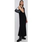 Dámske Designer Dlhé šaty Calvin Klein čiernej farby z viskózy vo veľkosti M s dĺžkou: Maxi 