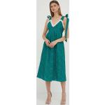 Dámske Áčkové šaty Custommade zelenej farby z viskózy vo veľkosti M s dĺžkou: Pod kolená 