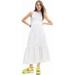 Dámske Áčkové šaty Desigual Desigual bielej farby z bavlny vo veľkosti XS s dĺžkou: Pod kolená 