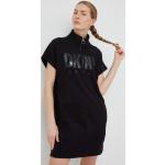 Dámske Designer Mini šaty DKNY čiernej farby z bavlny vo veľkosti XS v zľave 