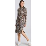 Dámske Šaty s dlhým rukávom Gant hnedej farby s leopardím vzorom z bavlny vo veľkosti XS s dlhými rukávmi s motívom: Leopard 