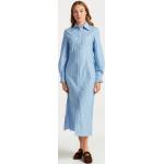Dámske Dlhé šaty Gant modrej farby s pruhovaným vzorom z bavlny s dlhými rukávmi s dĺžkou: Maxi s nariasením 