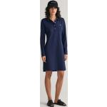 Dámske Šaty s dlhým rukávom Gant Shield modrej farby z bavlny vo veľkosti XS s dlhými rukávmi 