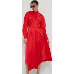 Dámske Dlhé šaty HUGO červenej farby z polyesteru vo veľkosti M s dĺžkou: Maxi 