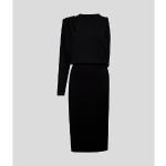 Dámske Designer Pletené šaty Karl Lagerfeld čiernej farby s asymetrickým výstrihom s dĺžkou: Pod kolená asymetrické 