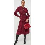 Dámske Designer Letné šaty Karl Lagerfeld červenej farby z viskózy vo veľkosti M s dĺžkou: Pod kolená 