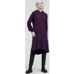 Dámske Designer Šaty s dlhým rukávom Karl Lagerfeld fialovej farby v športovom štýle s vyšívaným vzorom z bavlny s dlhými rukávmi 