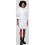 Dámske Designer Šaty s dlhým rukávom Karl Lagerfeld BIO bielej farby v elegantnom štýle s vyšívaným vzorom z popelínu vo veľkosti M s trojštvrťovými rukávmi udržateľná móda 