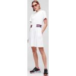 Dámske Designer Úpletové šaty Karl Lagerfeld BIO bielej farby v ležérnom štýle s krátkymi rukávmi udržateľná móda 