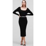 Dámske Designer Šaty s dlhým rukávom Karl Lagerfeld čiernej farby s dlhými rukávmi 