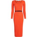 Dámske Designer Šaty s dlhým rukávom Karl Lagerfeld oranžovej farby s dlhými rukávmi 