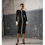 Nová kolekcia: Dámske Designer Áčkové šaty Karl Lagerfeld čiernej farby v elegantnom štýle s vyšívaným vzorom vo veľkosti XS s dĺžkou: Pod kolená 