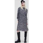 Dámske Designer Spoločenské šaty Karl Lagerfeld čiernej farby v elegantnom štýle s geometrickým vzorom vo veľkosti M s nariasením 
