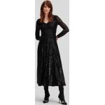 Dámske Designer Dlhé šaty Karl Lagerfeld čiernej farby v elegantnom štýle vo veľkosti M s dlhými rukávmi s dĺžkou: Maxi s flitrami 