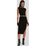 Dámske Designer Pletené šaty Karl Lagerfeld čiernej farby v elegantnom štýle bez rukávov 