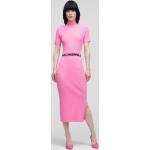 Dámske Designer Pletené šaty Karl Lagerfeld ružovej farby v elegantnom štýle 