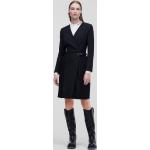 Dámske Designer Šaty s dlhým rukávom Karl Lagerfeld čiernej farby z koženky vo veľkosti M s dlhými rukávmi 