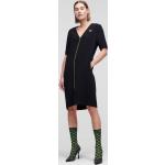 Dámske Designer Krátke šaty Karl Lagerfeld čiernej farby s vyšívaným vzorom vo veľkosti M s véčkovým výstrihom 