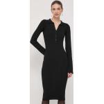 Dámske Obtiahnuté šaty čiernej farby z bavlny vo veľkosti M s dĺžkou: Pod kolená udržateľná móda 