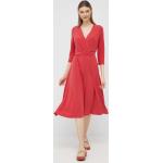 Dámske Designer Mini šaty Ralph Lauren červenej farby z polyesteru vo veľkosti XXS v zľave 