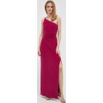 Dámske Designer Dlhé šaty Ralph Lauren ružovej farby z polyesteru vo veľkosti L s dĺžkou: Maxi 