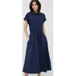 Dámske Designer Áčkové šaty Ralph Lauren tmavo modrej farby z bavlny vo veľkosti XXS s dĺžkou: Pod kolená v zľave 