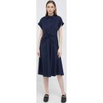 Dámske Designer Áčkové šaty Ralph Lauren tmavo modrej farby z bavlny vo veľkosti M s dĺžkou: Pod kolená v zľave 