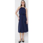 Dámske Designer Áčkové šaty Ralph Lauren tmavo modrej farby z polyesteru vo veľkosti L s dĺžkou: Pod kolená v zľave udržateľná móda 