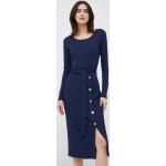 Dámske Designer Obtiahnuté šaty Ralph Lauren tmavo modrej farby z bavlny vo veľkosti XXS s dĺžkou: Pod kolená v zľave 