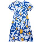 Designer Dievčenské letné šaty MARNI modrej farby s kvetinovým vzorom s volánmi 