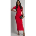 Dámske Spoločenské šaty Fasardi červenej farby v elegantnom štýle s krátkymi rukávmi 