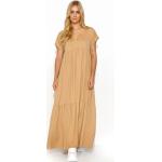 Dámske Dlhé šaty makadamia zlatej farby v ležérnom štýle vo veľkosti XL s dĺžkou: Maxi 