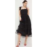 Dámske Čipkované šaty nissa čiernej farby v elegantnom štýle z bavlny s dĺžkou: Pod kolená 