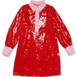 Dievčenské šaty červenej farby s dlhými rukávmi 