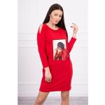 Dámske Denné šaty červenej farby s bodkovaným vzorom Onesize s mašľami 