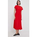 Dámske Dlhé šaty Tommy Hilfiger červenej farby z viskózy vo veľkosti L s dĺžkou: Maxi 