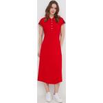 Dámske Denné šaty Tommy Hilfiger červenej farby v ležérnom štýle z bavlny vo veľkosti XS s dĺžkou: Pod kolená v zľave 