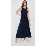 Dámske Áčkové šaty Tommy Hilfiger tmavo modrej farby z viskózy vo veľkosti XXL s dĺžkou: Pod kolená 