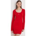 Dámske Mini šaty Tommy Hilfiger TOMMY JEANS červenej farby z bavlny vo veľkosti XS v zľave 