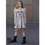 Dievčenské šaty s potlačou béžovej farby z bavlny do 4 rokov s volánmi 