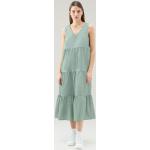 Dámske Dlhé šaty WOOLRICH zelenej farby s jednofarebným vzorom z popelínu bez rukávov s dĺžkou: Maxi s nariasením 