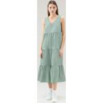 Dámske Dlhé šaty WOOLRICH zelenej farby s jednofarebným vzorom z popelínu vo veľkosti XS bez rukávov s dĺžkou: Maxi s nariasením 