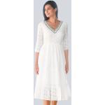 Dámske Čipkované šaty Alba Moda bielej farby z bavlny vo veľkosti XL 
