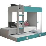 Detské postele tyrkysovej farby v modernom štýle s policami vysoko lesklý povrch 