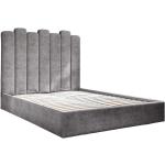 Dvojlôžkové postele sivej farby s geometrickým vzorom zo zamatu s úložným priestorom 