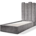 Jednolôžkové postele sivej farby s geometrickým vzorom zo zamatu s úložným priestorom 