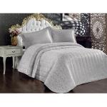 Prehozy na posteľ sivej farby s prešívaným vzorom z bavlny 240x260 