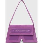 Dámske Designer Shopper kabelky Karl Lagerfeld fialovej farby z hovädzej kože 