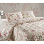 Prehozy na posteľ ružovej farby s kvetinovým vzorom z polybavlny 220x240 